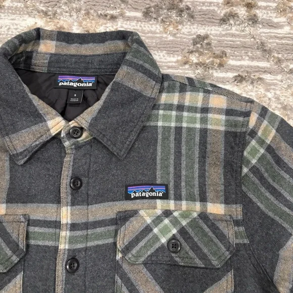 Patagonia Insulated Quilted Fjord Flannel Plaid Shirt Shacket Men’s Small $199